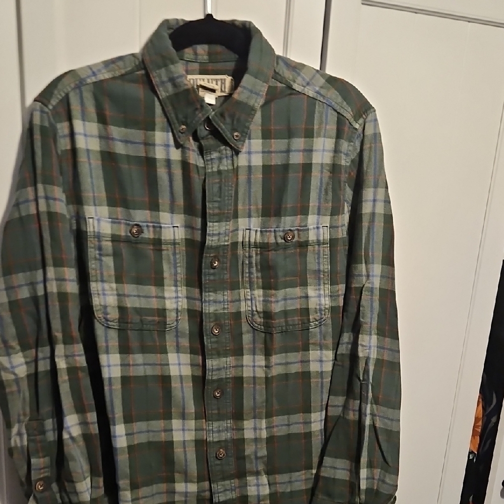 Duluth Trading Co Size M Trim Fit Green/Blue/Red Flannel Shirt